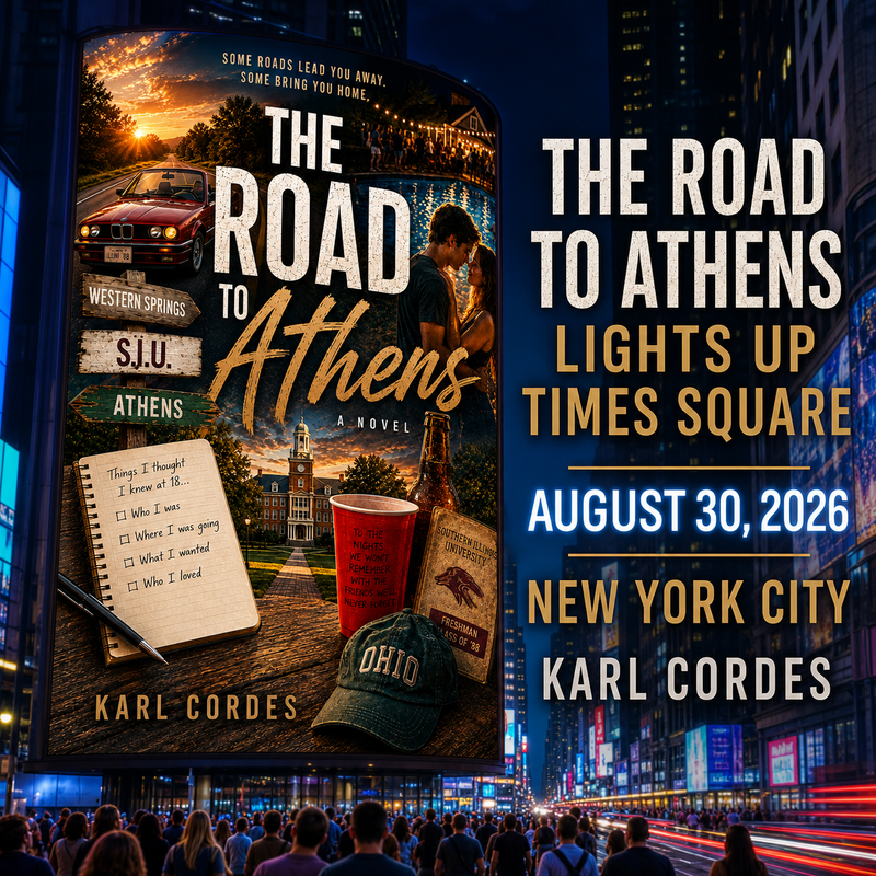 Times Square digital billboard featuring The Road to Athens